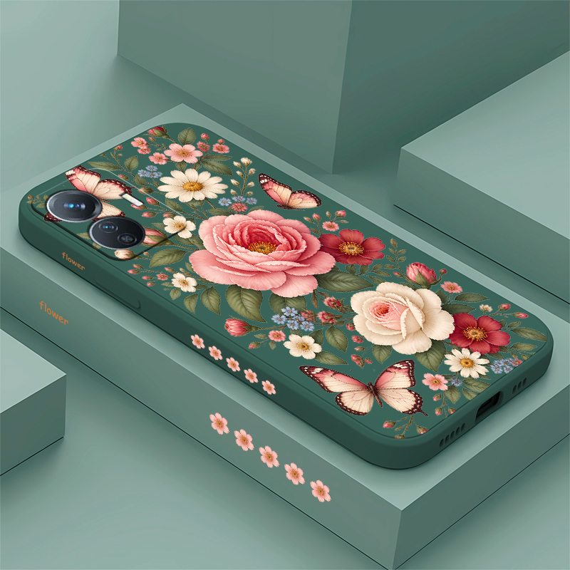 Vivo Y28 - Custodia con fiori e farfalle per